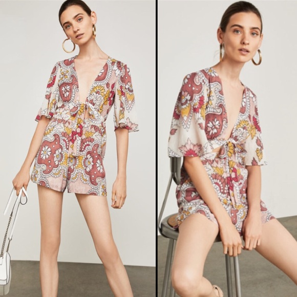 BCBGMaxAzria Pants - BCBGMaxazria Ivy Front-Tie Romper